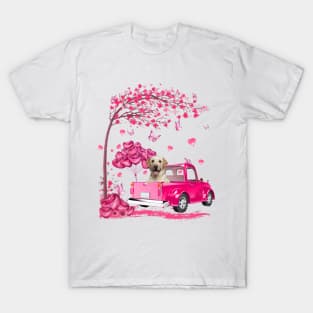 Valentine's Day Love Pickup Truck Yellow Labrador T-Shirt